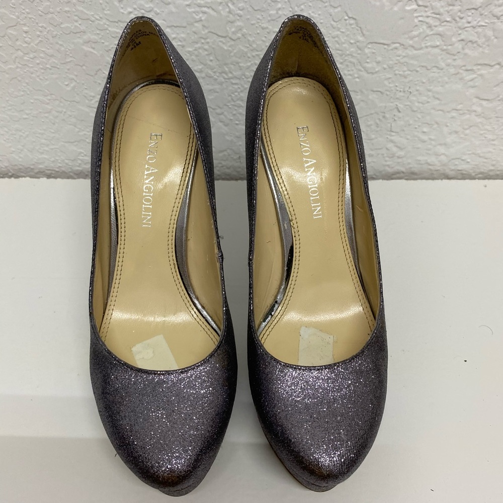 Silver glitter pumps